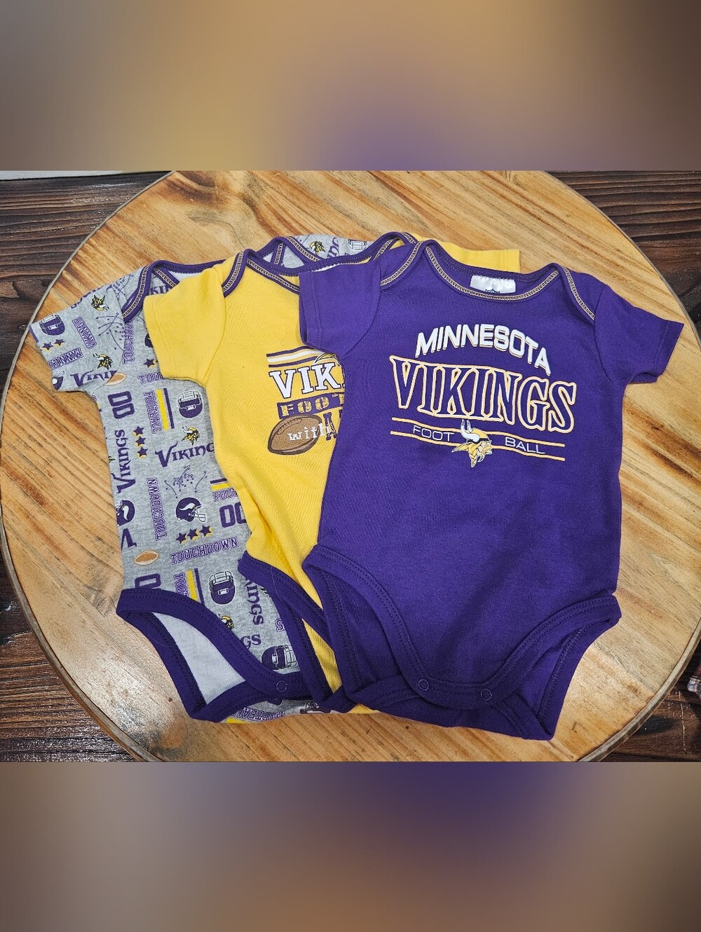 NWOT 3-6 Months NFL Minnesota Vikings Football Infant Onesie Bundle